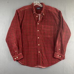 Vintage Catalina Red Plaid Corduroy Button Down Shirt Men’s Sz XL 100% Cotton